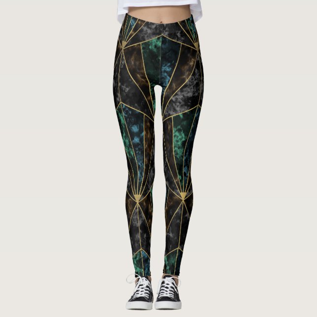 Legging Art Deco Marble: Malachite Luxury (Frente)