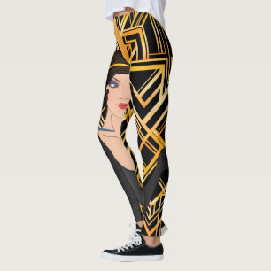 Legging art deco, menina da aleta, vintage, grande Gatsby,