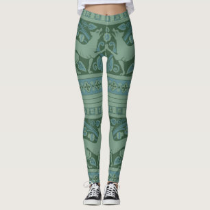 Legging Art Deco Nouveau Dog Nature Botânico: Padrão