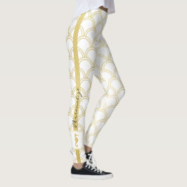 Legging Art Deco Ocean Wave Patten Dourada Glitter Seacava