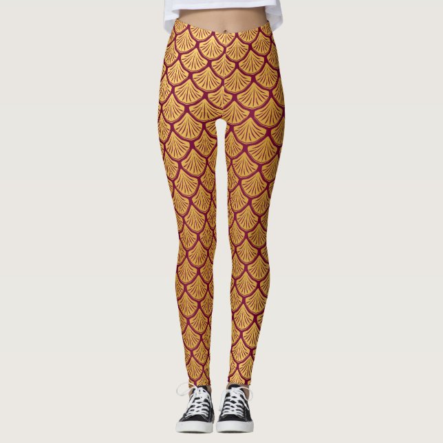 Legging Art Deco Scales da Sereia - Magenta (Frente)