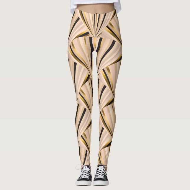 Legging Art Deco Scales: Glamor geométrico do Ouro (Frente)