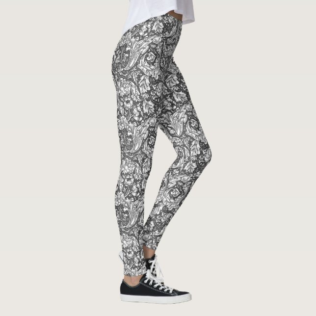 Legging Art Nouveau Acanthus Folhas e Flores, Cinzas (Direita)