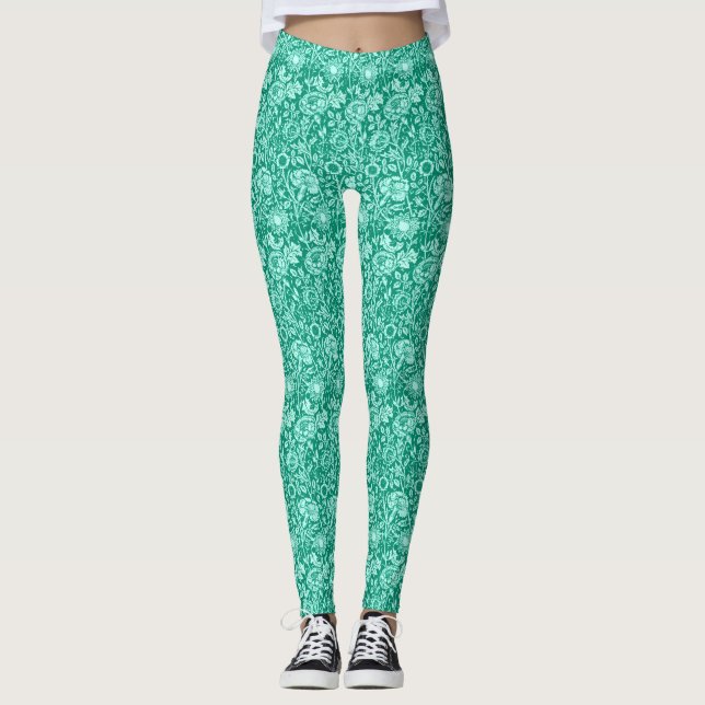 Legging Art Nouveau Carnação Damask, Turquoise (Frente)
