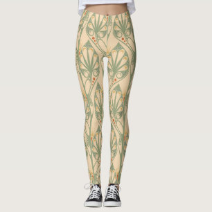 Legging Art Nouveau, Design de Papel de Parede Retro.