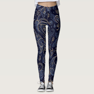 Legging Art Nouveau Floral Denim Design