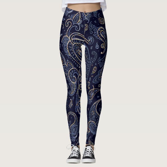Legging Art Nouveau Floral Denim Design (Frente)
