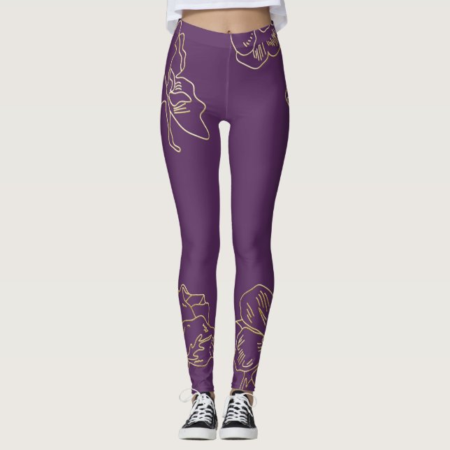 Legging Art Nouveau Flores Douradas (Frente)