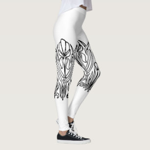Legging Art nouveau iris floral preto e branco