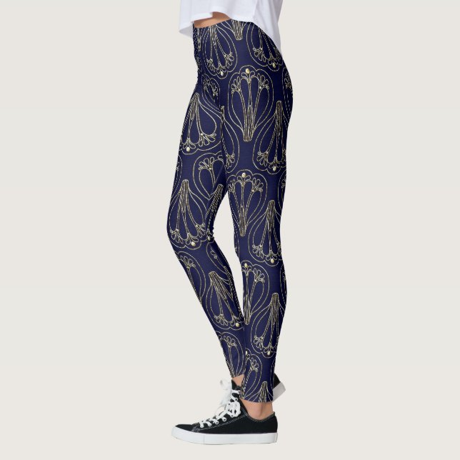 Legging Art Nouveau Marinho Azul e Dourado (Esquerda)