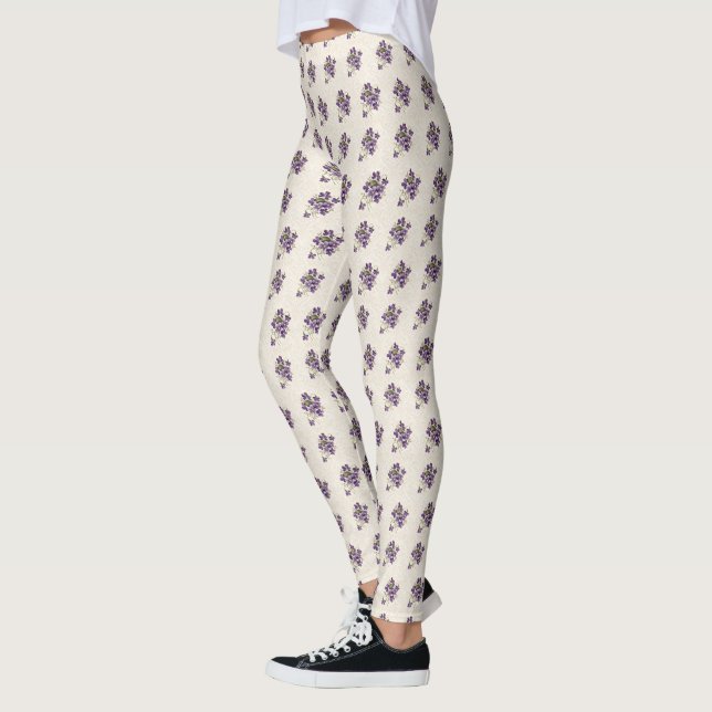 Legging Art Nouveau Violet Floral Pattern (Esquerda)