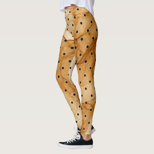 Legging Arte a tinta a álcool castanha com Bolinhas pretas (Esquerda)