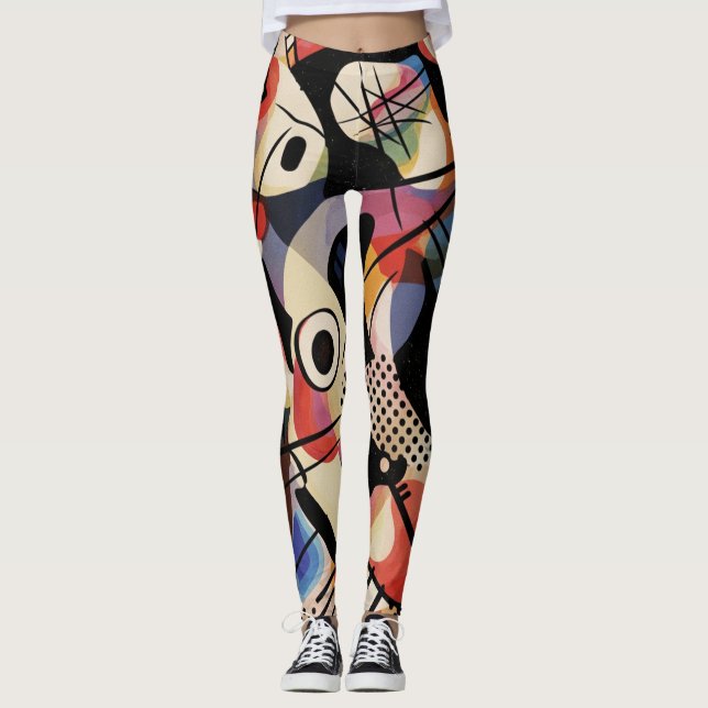 Legging Arte Abstrata Cinética Vibrante (Frente)