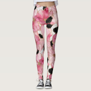 Legging Arte Abstrata de Tinta Alcoólica Rosa e Preta