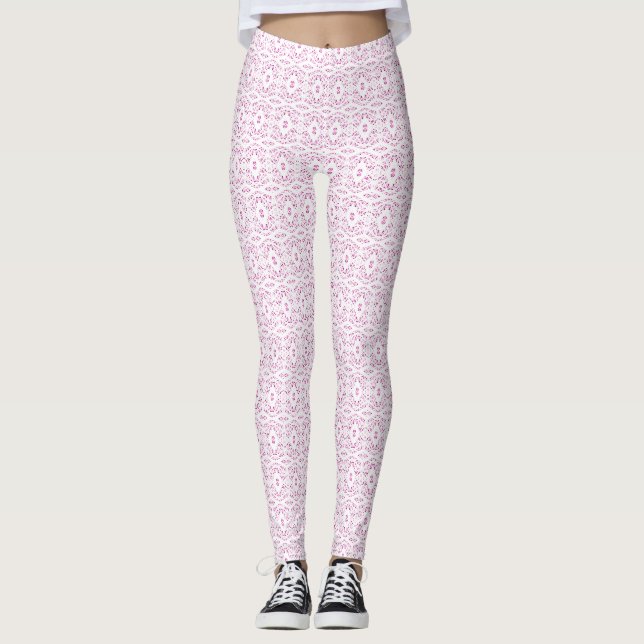 Legging Arte Abstrata em Gouache Rosa Branco Espectroscópi (Frente)