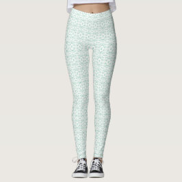 Legging Arte Abstrata em Gouache Verde Branco Espectroscóp