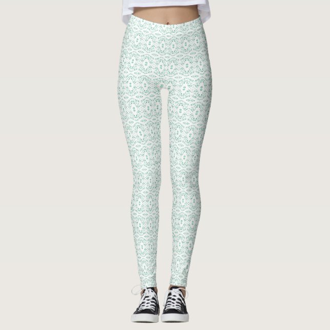 Legging Arte Abstrata em Gouache Verde Branco Espectroscóp (Frente)