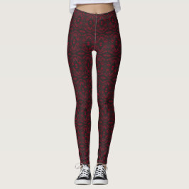 Legging Arte Abstrata em Gouache Vermelho Preto Espectrosc
