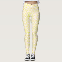 Legging Arte Abstrata em Guache Branco e Amarelo Ardente