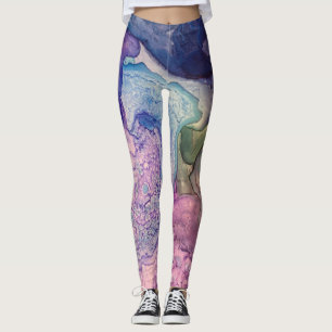 Legging Arte Abstrata Líquida com Tinta Alcoólica Multicol