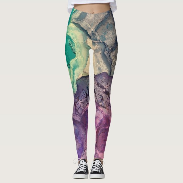 Legging Arte Abstrata Líquida de Tinta Alcoólica Texturiza (Frente)