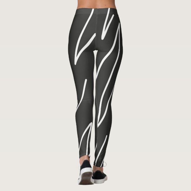 Legging Arte abstrata Minimalismo Cinza Linhas Brancas (Verso)