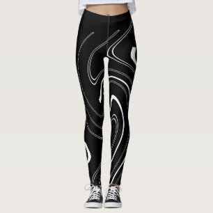 Legging Arte abstrata preto e branco linhas torção minimal