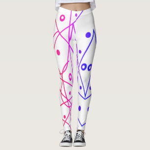 Legging Arte abstrata roxo linhas brancas círculos Minimal
