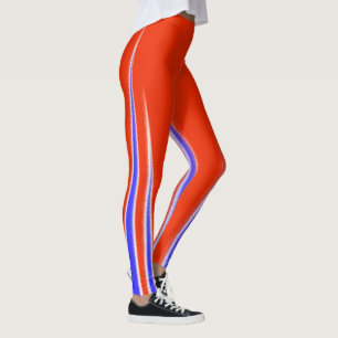 Legging Arte abstrata Vermelho Azul Branco Minimalismo
