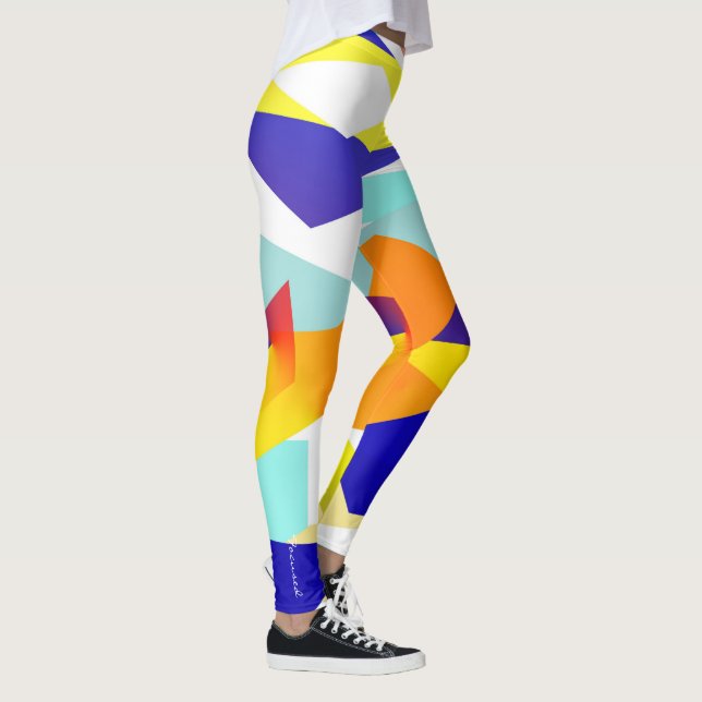 Legging Arte Abstrato Azul Amarelo Focado (Direita)