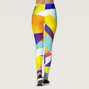 Legging Arte Abstrato Azul Amarelo Focado