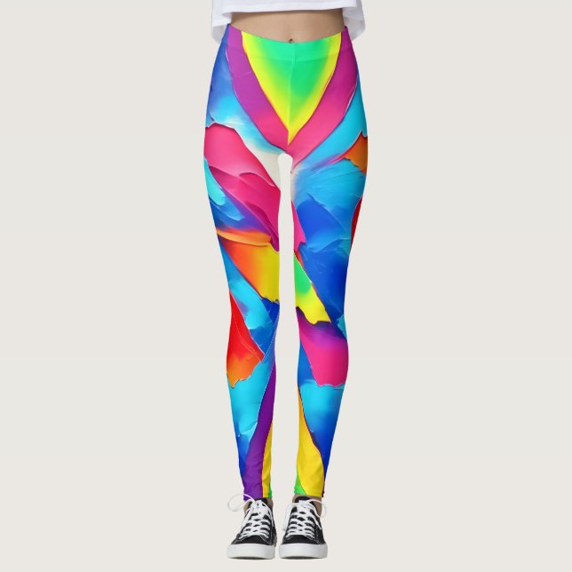 Legging Arte Abstrato de Expressão Colorida (Frente)