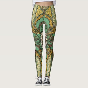 Legging Arte africana Verde e Amarelo Floral Natureza AI