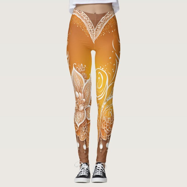 Legging Arte AI das Pérolas Amarelas do ouro (Frente)