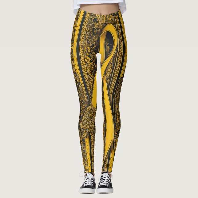 Legging Arte AI de fita amarela torcida (Frente)