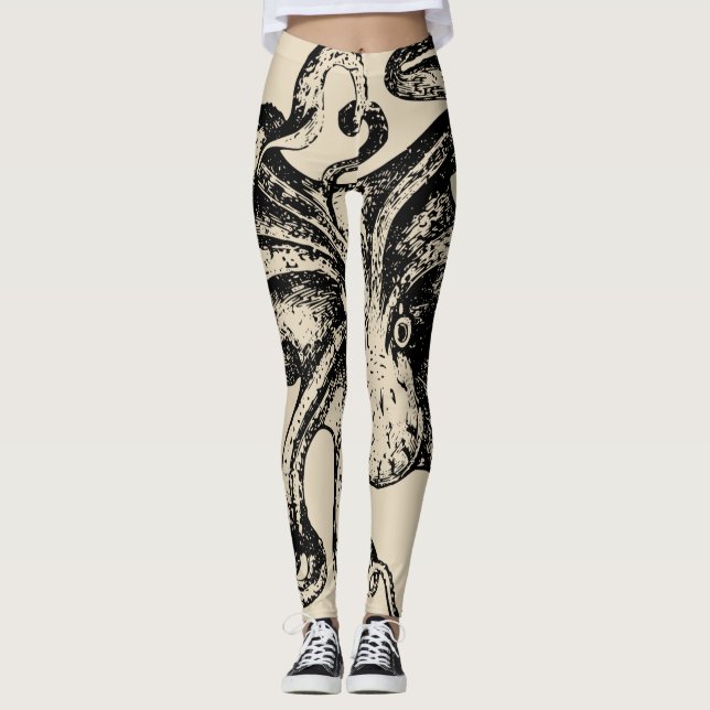 Legging Arte assustador do steampunk de Kraken (Frente)