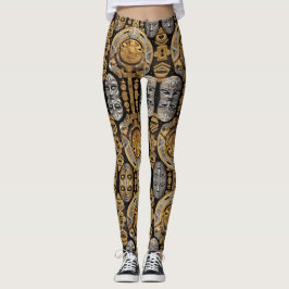 Legging Arte asteca vibrante, refletindo a cultura