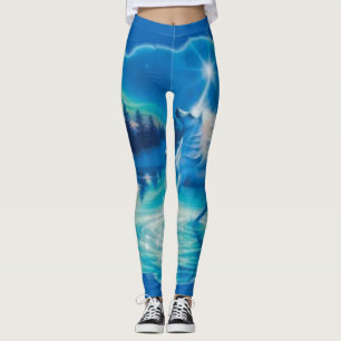 Legging Arte azul legal do Airbrush do unicórnio da