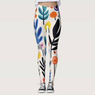 Legging Arte Botânica Floral Nórdica Folk Scandi