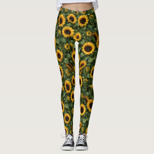 Legging Arte Botânica Realista de Girassol