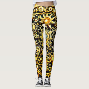 Legging Arte Celestial de Relógio Dourado
