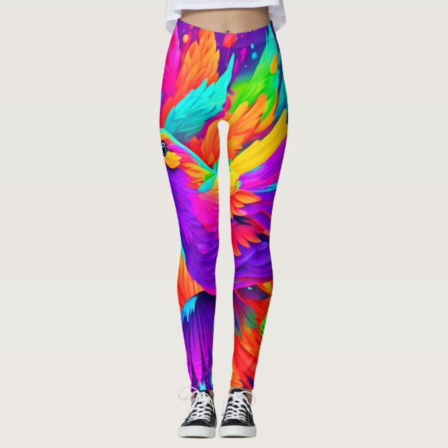 Legging Arte Colorida de Aves (Frente)