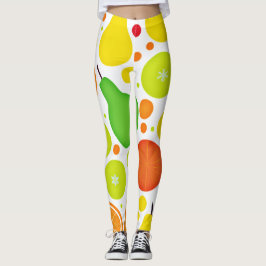 Legging Arte Colorida e Frutífera De Padrão De Vibração
