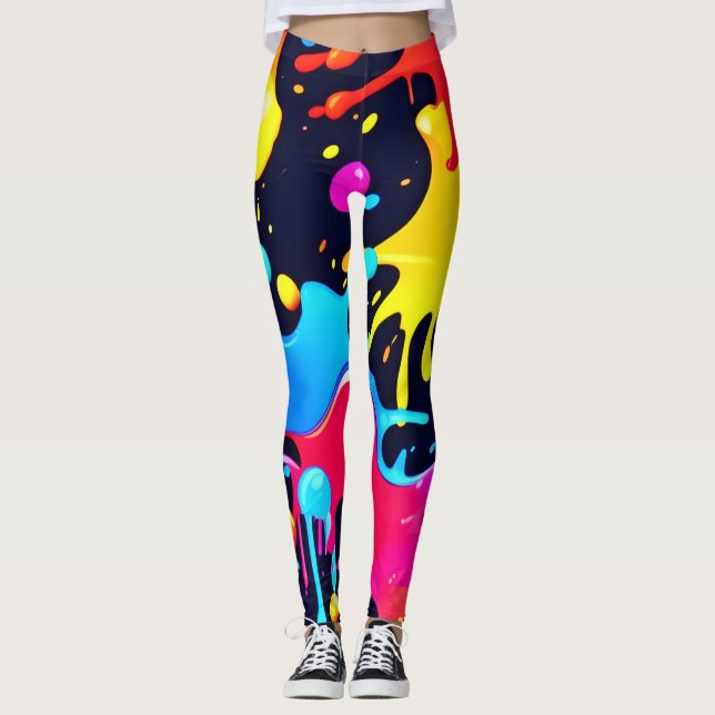 Legging Arte Colorida Neon Paint Splatter (Frente)
