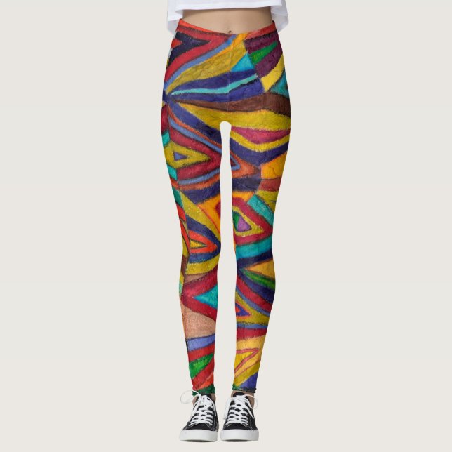 Legging arte colorida, original selvagem, design (Frente)