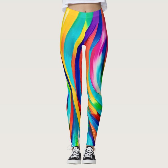 Legging Arte colorida vibrante com Abstrato (Frente)