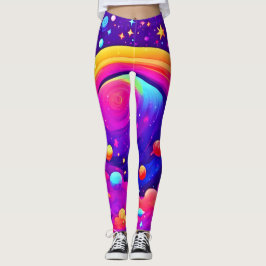 Legging Arte Cósmica do Planeta Arco-Íris