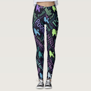 Legging Arte da palavra da caniche diminuta
