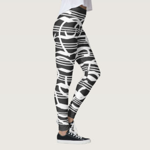 Legging Arte das linhas geométricas brancas abstrato moder
