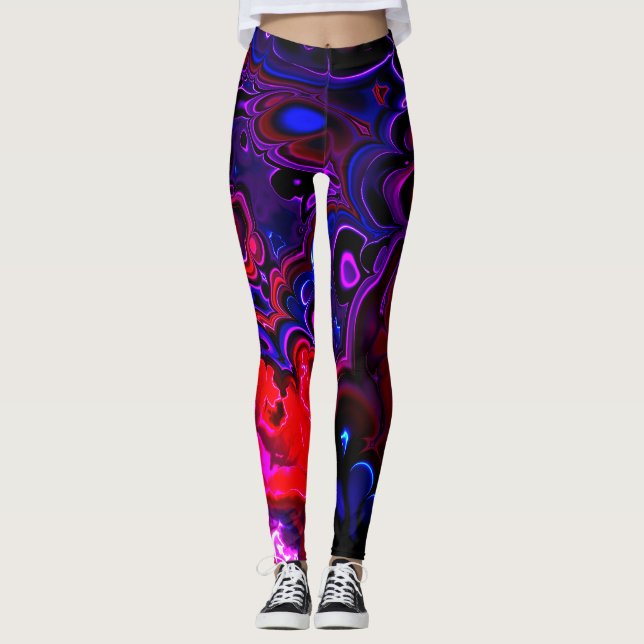 Legging Arte de Abstrato líquida multicor Neon (Frente)